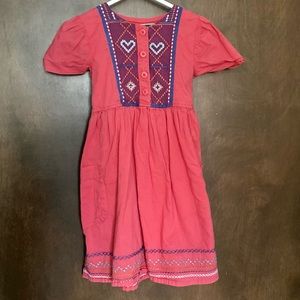 Short sleeve pink dress with embroidery, Butterfly Girl 3/4T